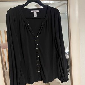 White House Black Market Black Top with Gold Details